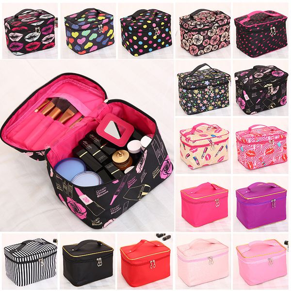 

woman cosmetic bags striped pattern organizer makeup bag folding travel toiletry bag large capacity storage beauty bag