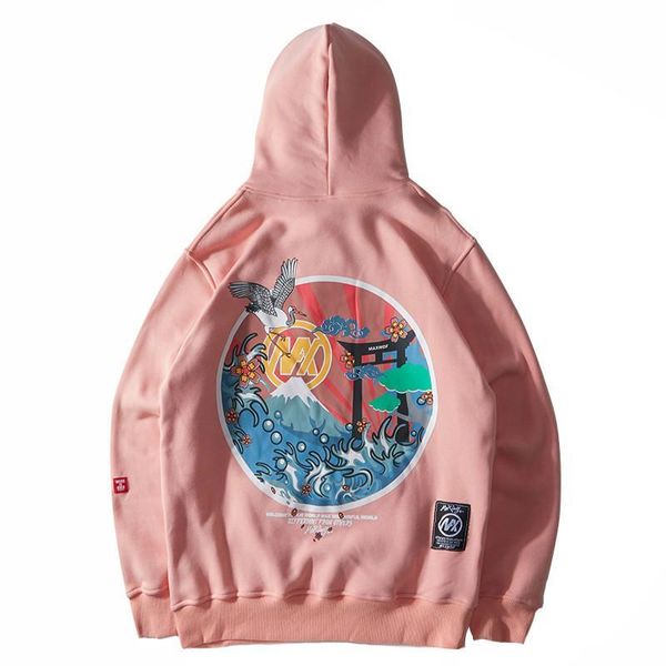 

sifan harajuku japanese embroidered cranes fleece velvet hoodie streetwear men 2018 hip hop pullover sweatshirts winter hoodie thicken, Black