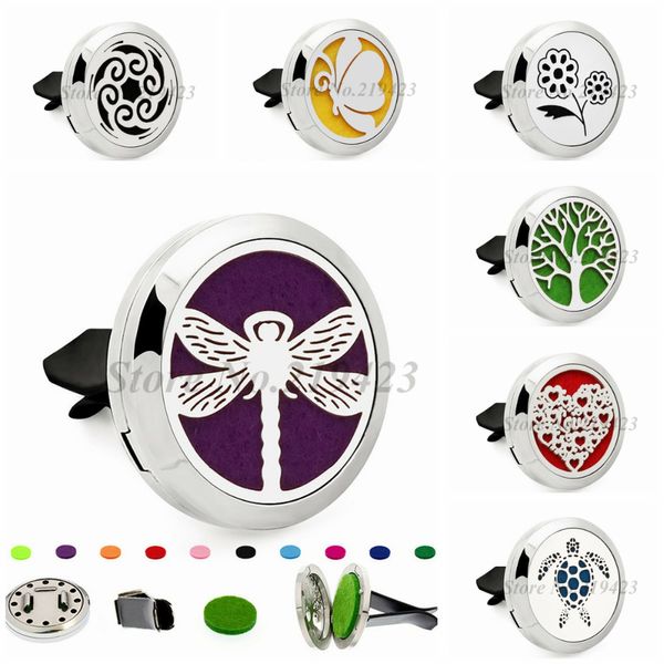 

dragonfly tortoise 30mm magnet stainless steel perfume car diffuser locket removable vent clip 10pcs pads, Silver