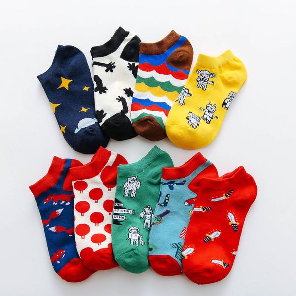 

spring trendy happy socks men's cotton boat man socks interest funny originality series harajuku animal printing plane, Black