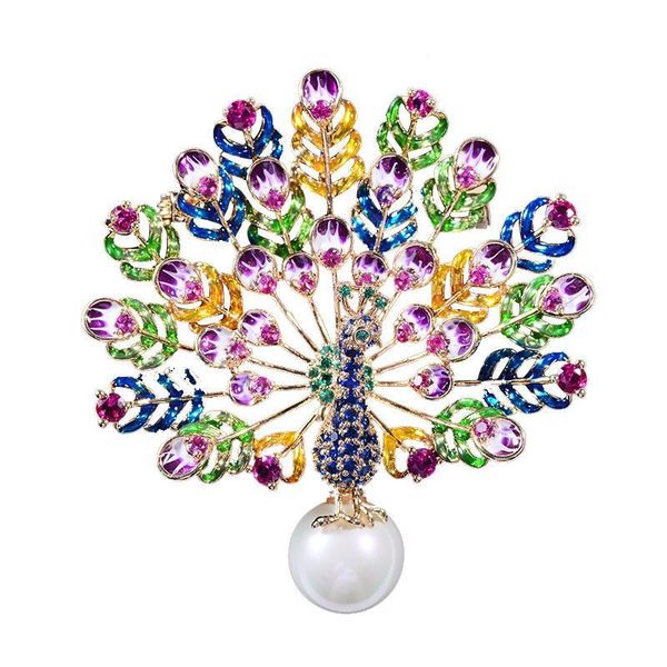 

gorgeous cz кубический цирконий pearl peacock брошь протяжка pin для выпускного вечера партии женщин jewelry платье сумка hat аксессуары под, Gray