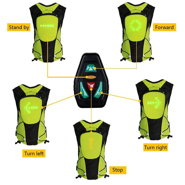 

2019 new cycling backpack led warning light safety rear signal usb wireless remote control led vest bag bicycle bags