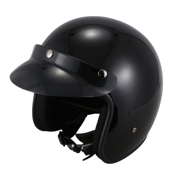 

cycling helmets open face motorcycle helmet vintage mirror for pilot jet moto 3/4 half bright black