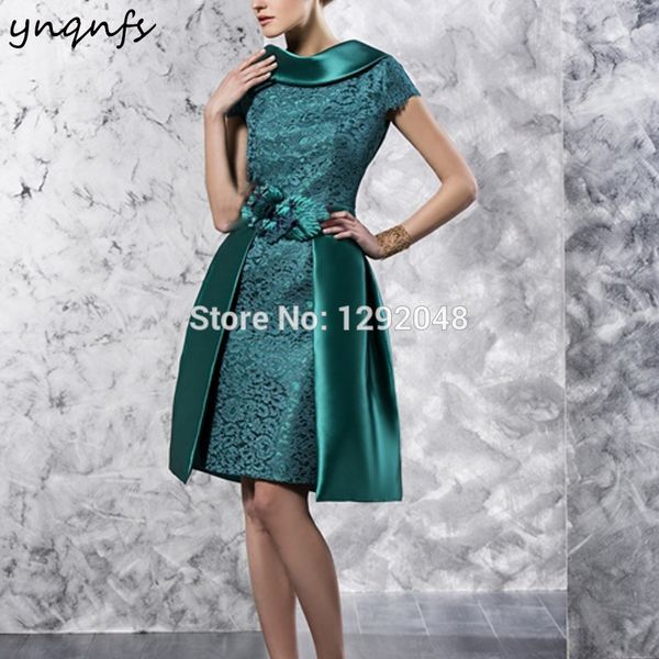 

ynqnfs m99 emerald green 2 piece mother of the bride groom dresses detachable skirt lace satin dress party vestido branco, White;black