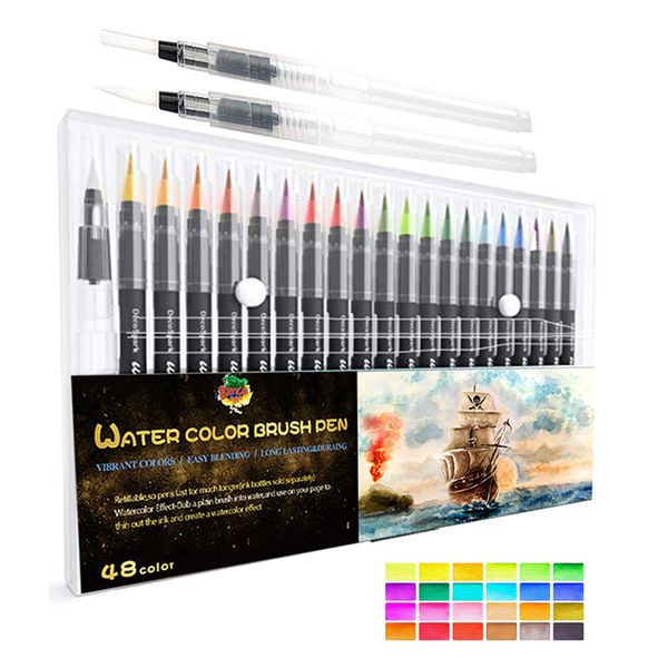 

watercolor brush pens flexible brush tip coloring drawing art marker