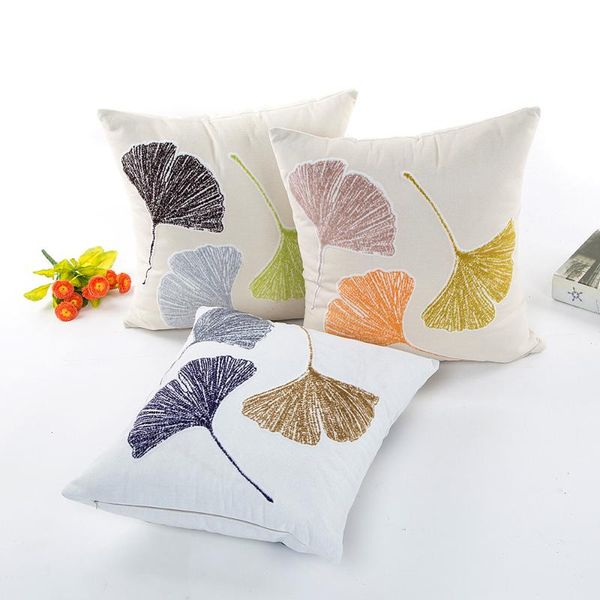

ginkgo leaf veins pattern cartoon print pillow case polyester soft cushion cover decor office 45x45cm quality print technology