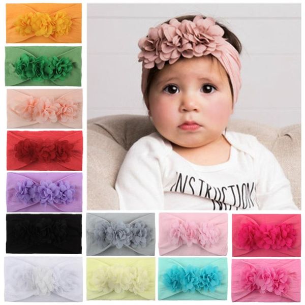 

13pcs baby hair band headband darling p props big flower shape design turban 13 color mixes head accessories jewelry, Slivery;white