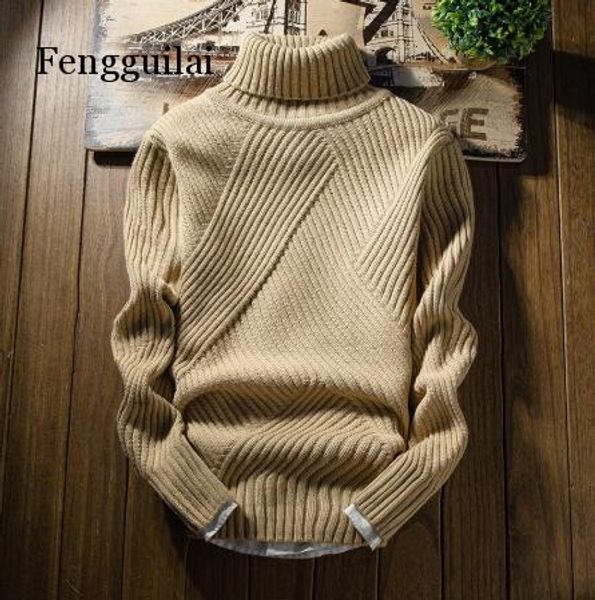 

mens korean sweaters knitted loose turtleneck sweaters men autumn winter thicken pullovers male warm soft fashion, White;black