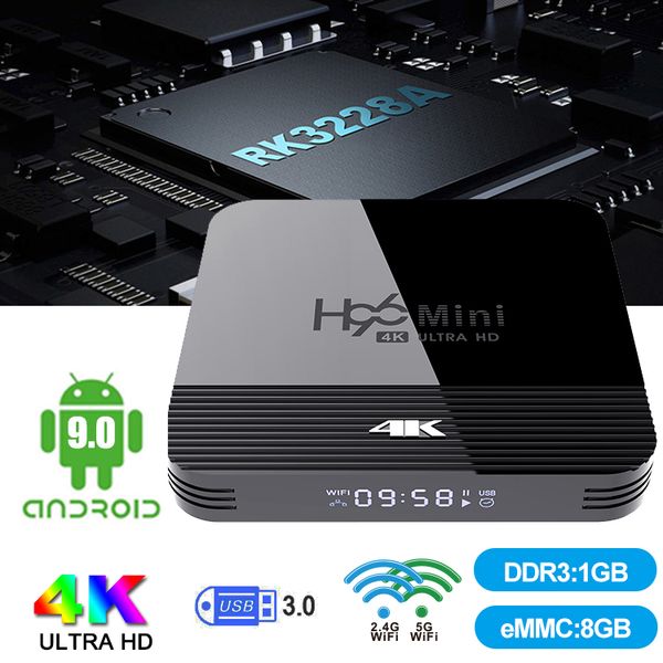 

горячая android 9.0 tv box rockchip rk3228a h96 mini h8 4k 2.4+5ghz dual wifi bt4. 0 smart tv set top boxs