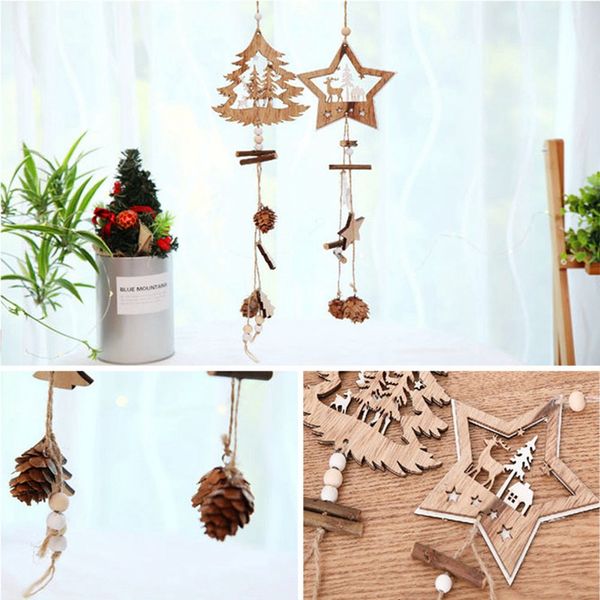 

wooden christmas ornaments wood star pendants pine cone christmas tree drop ornaments xmas decor decoration for home