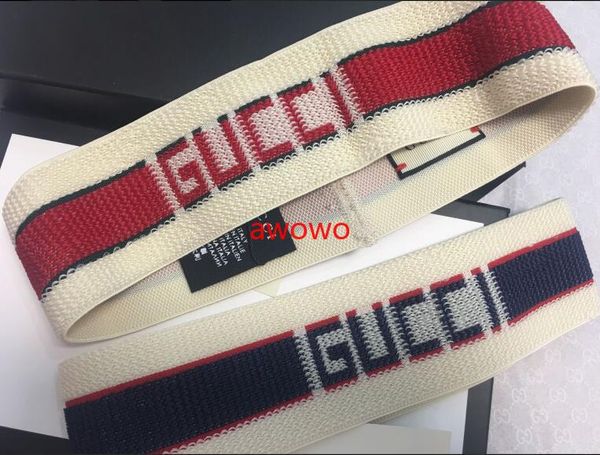 

2020 fashion elastic headband for women men luxury letter design green red striped hair head scarf charm style head scarf, Silver