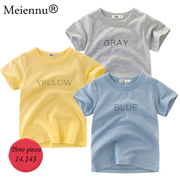 

2020 of the new children's clothing summer boys t-shirts children cotton short sleeve baby round neck three pack, Blue