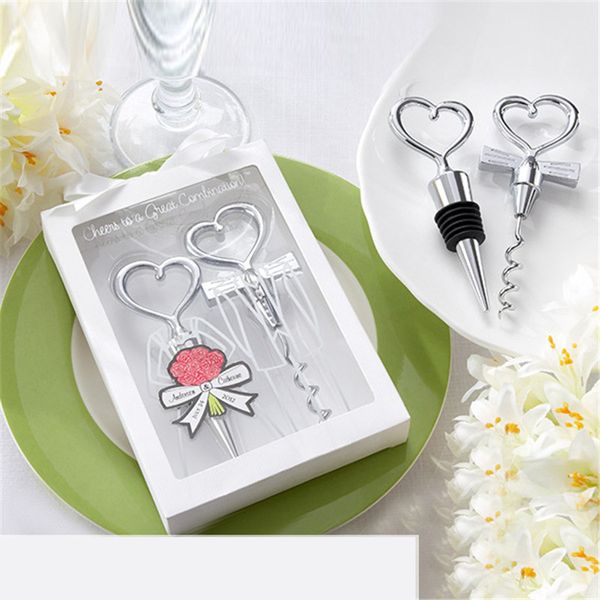 

wine bottle opener heart shape combination wine corkscrew and ser wedding gift party favors for kitchen tools, Black