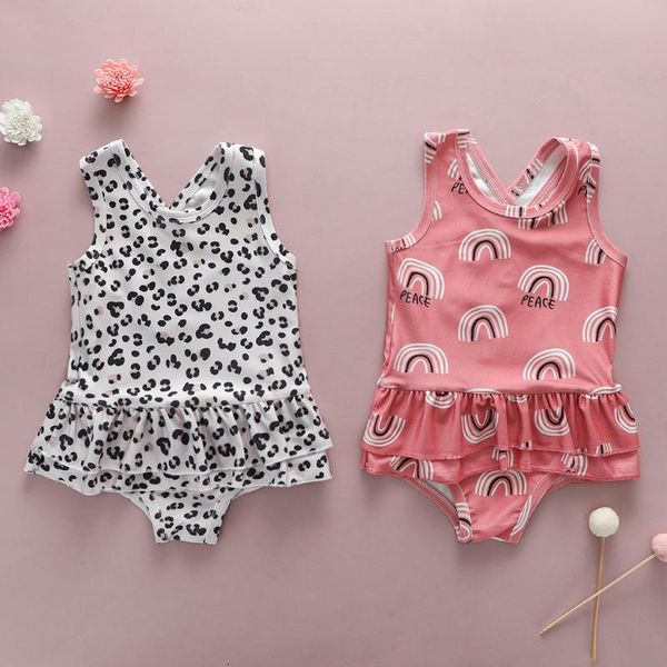 

toddler baby girls summer sleeveless swimsuit infant kids girl leopard cartoon swimwear children bathing suit stroje kapielowe, Black