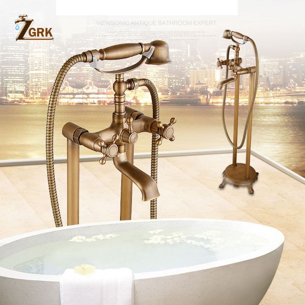 

zgrk brass bathroom faucet bathtub faucets mixer tap floor stand faucets telephone type hand shower antique bath shower set