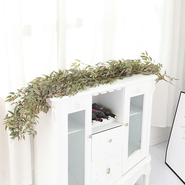 

1.7m silk artificial green willow leaves vine for wedding decoration diy wreath gift scrapbooking craft fake flower
