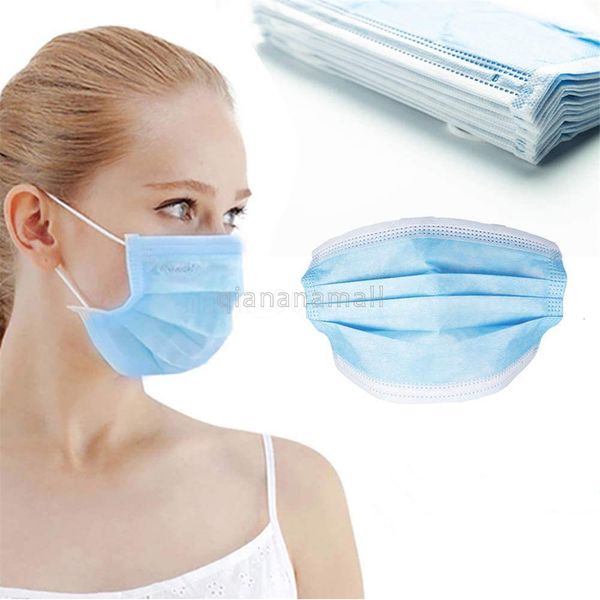 

in 3 ply stock box ear loop disposable mouth face mask dust self 50pcs masks w elastic blue 9h0c