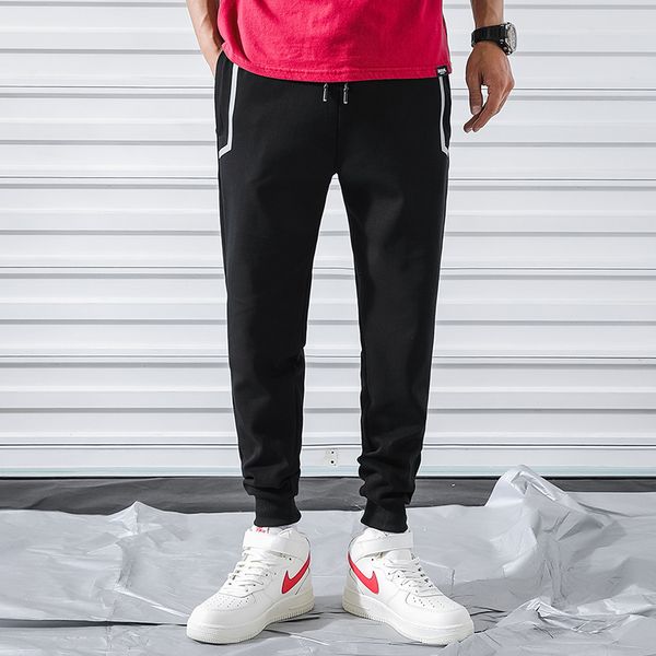 

2019 spring and autumn new fashion wild youth style loose men's tide legs feet korean casual small fresh nine pants men, Black