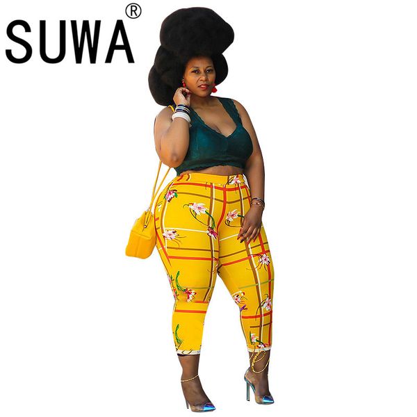 

women summer high waist long pant beach print trousers for women female casual capris, Black;white