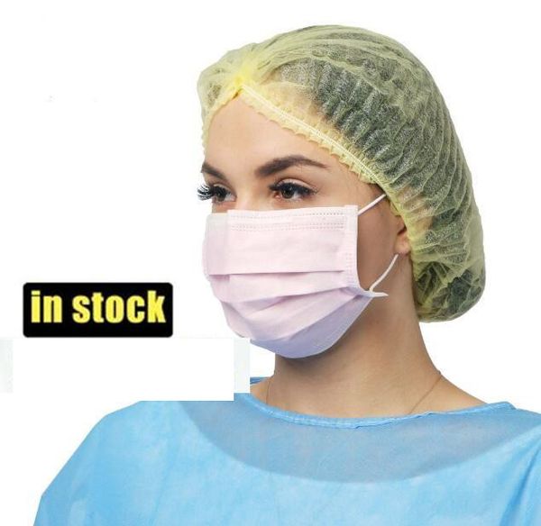 

DHL розовые маски одноразовые маски для лица Earloop Mascherine Meltblown нетканые маски три слоя Антипылевой водонепроницаемый дышащий корабль в 24 часа