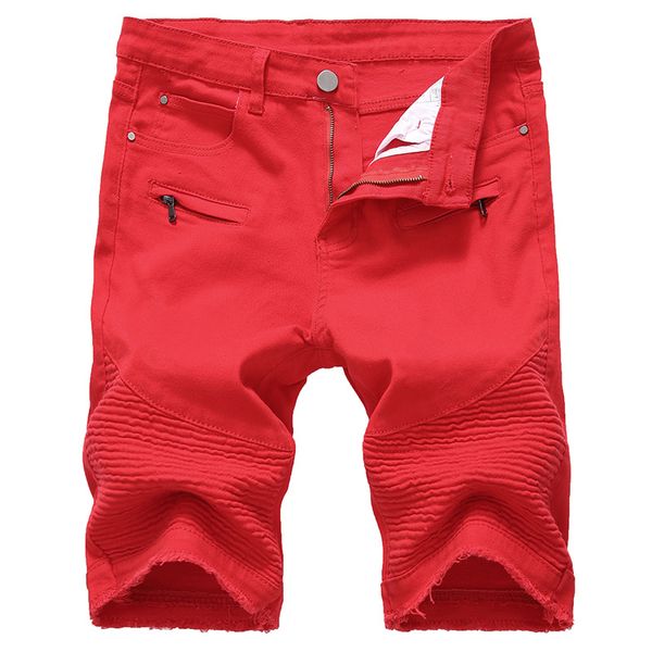 

stretch taped biker short jeans men summer brand elastic mens denim shorts casual streetwear straight bermuda jeans masculina 42, Blue