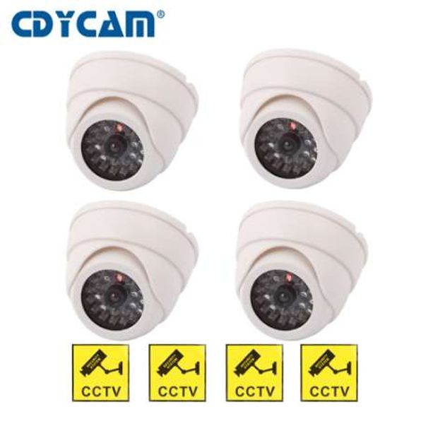 

cdycam 4pcs(1 bag) outdoor cctv fake ip camera dummy surveillance security dome mini simulation camera with flashing led light
