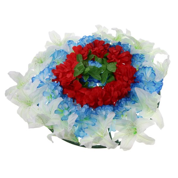 

magideal simulation lily flower wreath memorial flower wreath cemetery tombstone decoration garland artificial wreaths