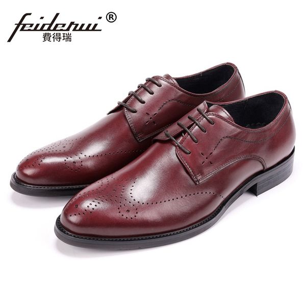 

summer genuine leather man wedding party derby shoes breathable designer handmade round toe men's formal dress footwear js173, Black
