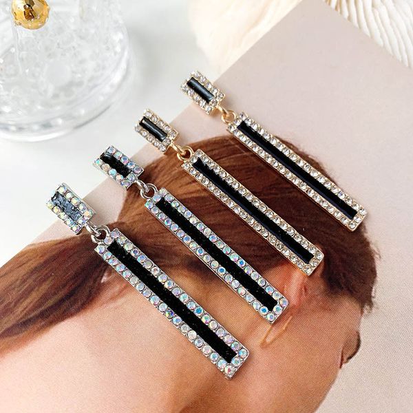 

temperament crystal long dangle earrings for women 2020 korean style engagement wedding jewelry female mother's day gift, Silver