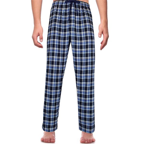 

new mens soft sleep bottoms casual male straight plaid pants man loose bottoms sweat pants trouser nightwear underwear, Black;brown