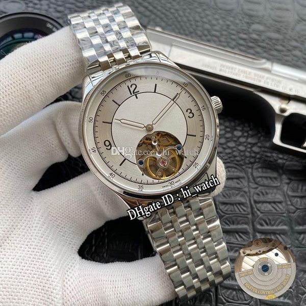 

new master tourbillon автоматическая мужские часы стальной корпус серебряный белый циферблат браслет палка маркеры из нержавеющей стали hi_w, Slivery;brown