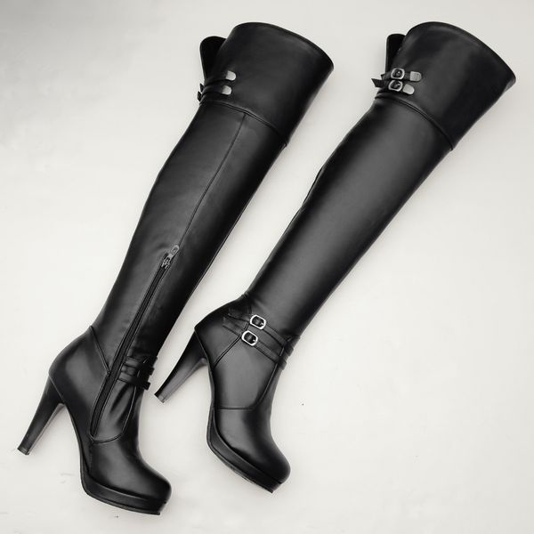

high heels over the knee boots women platform thigh high boots winter shoes cuissardes talons hauts sexy, Black