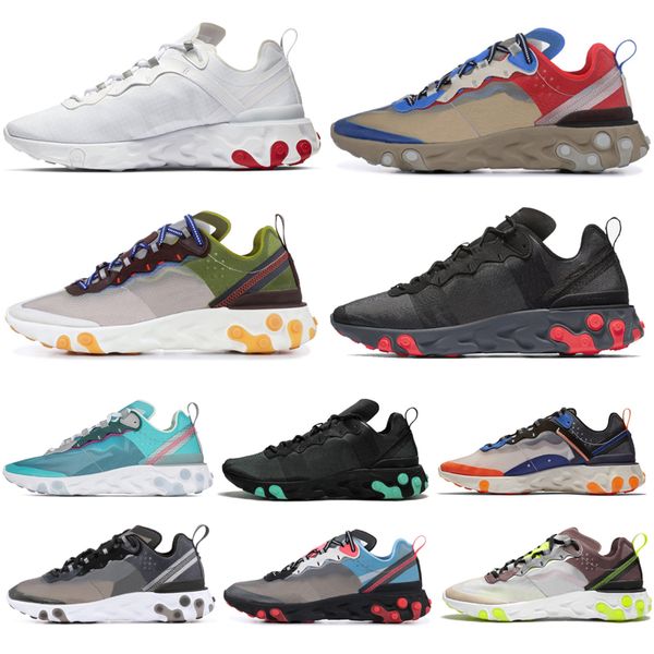 

wholesale react element 87 55 running shoes men women light beige metallic gold mens trainers sports sneakers for size 36-45