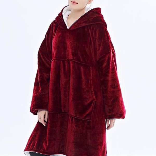 

women hooded coats sweatshirt robe winter hoodies outdoor warm comfy bathrobe christmas fleece blanket sudadera mujer, Black