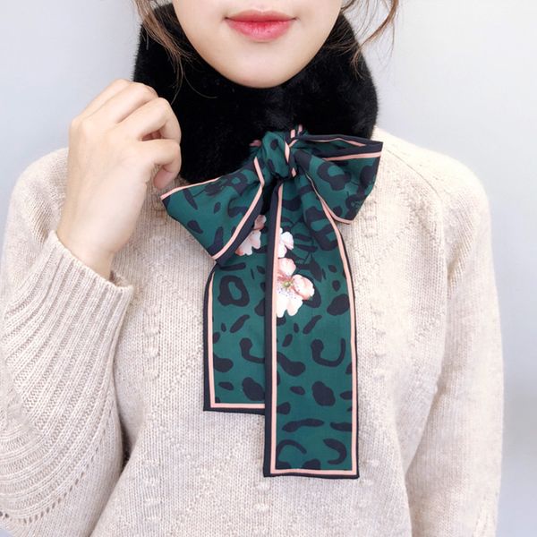 

1 pcs women scarf plush collar wrap neck bow tie warmer fashion soft for winter -mx8