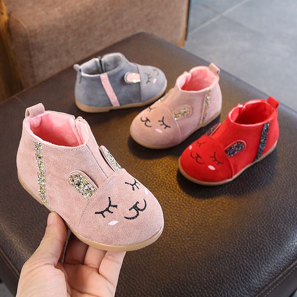 

2018. новая девушки снега сапоги младенца плюс бархат хлопок сапоги 1-3 лет детской зимы мультфильм теплой противоскользящих девочки обувь, Black;grey