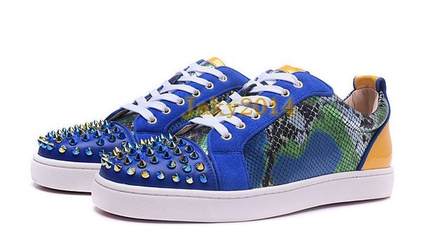 

new arrival gondolastrass mens flat spiked toe flats red bottom luxury shoes for junior spikes womens designer sneakers famous brand cs09, Black