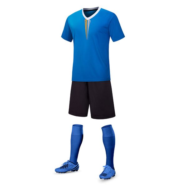 

wholesale customized men football uniforms,mens kits sports clothes tracksuits discount boy football sets with shorts c06-20, Blue;black