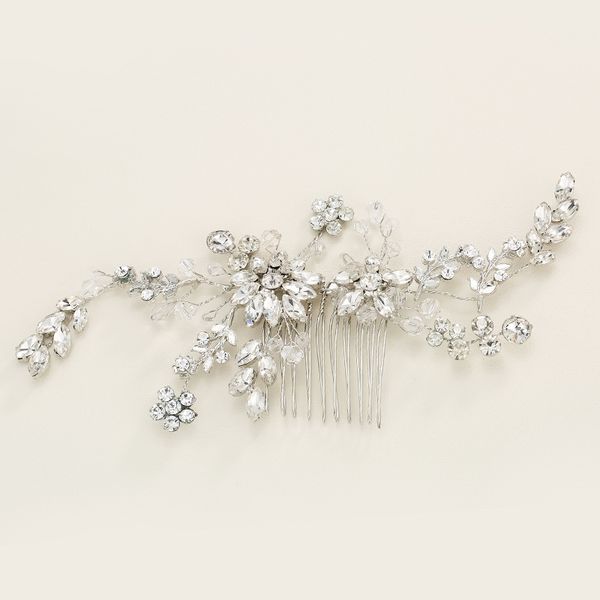

crystal silver hair combs flower wedding hair accessories women bridal head decoration rhinestone handmade hair ornament, Golden;white