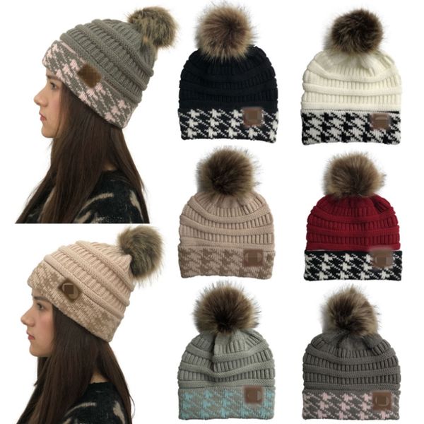 

вязаные шапки хаундстут pattern шапочка hat pom вязаная skully caps эластичный девушок шлема зимы теплые головные уборы 6 цветов hl25, Yellow
