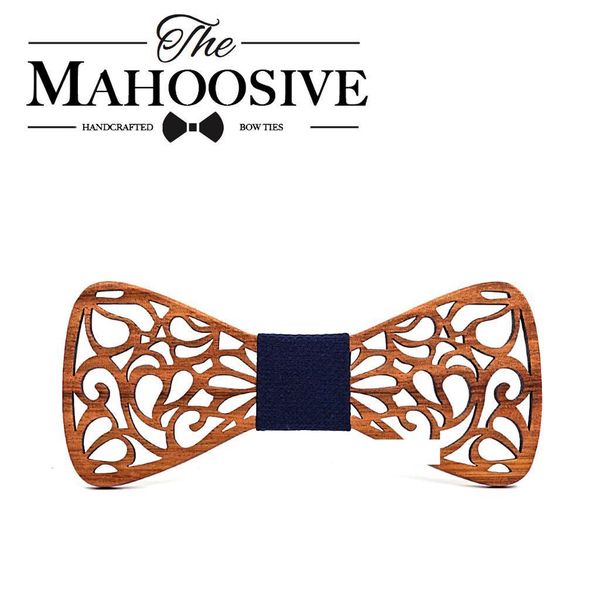 

mahoosive new floral wood bow ties for men bowtie hollow butterflies wedding suit wooden bowtie shirt krawatte bowknots slim tie c19011001, Blue;purple