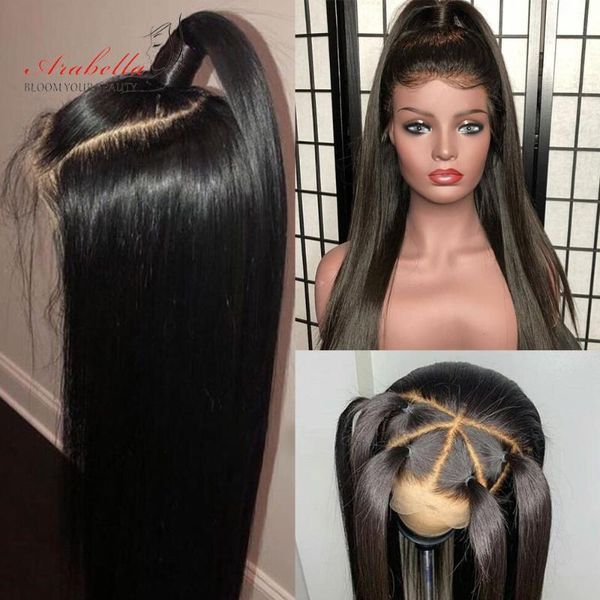 

arabella hair malaysian straight hair 13x6 13x4 lace front remy wig 150% 180% density preplucked lace front human wigs, Black;brown