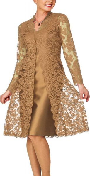 

custom made gold lace mother of the bride dresses with jacket knee length jewel neck wedding guest dress plus size mothers formal gowns, Black;red