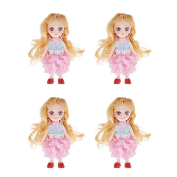 

4 pieces 16cm fashion dressing mini doll girl toy