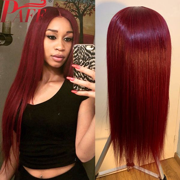 

paff wine red straight lace front wigs for black women lace wig long synthetic hair wigs part heat resistant with baby hair