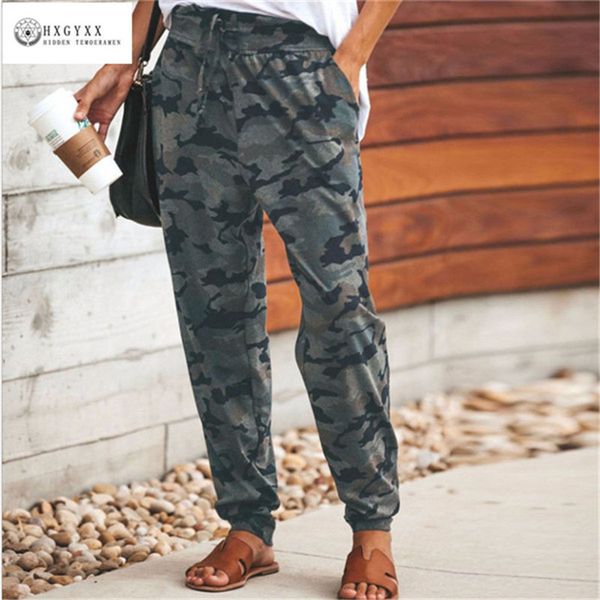 

2019 высокая талия камуфляжные штаны женщины моды pantalon femme plus брюк размер 3xl sweatpants streetwear camo брюки женский b036, Black;white