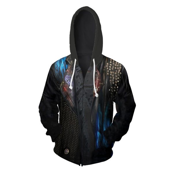 

movie descendants 3 cosplay hoodie men women zipper skull hooded sweatshirts fashion halloween costumes, Black