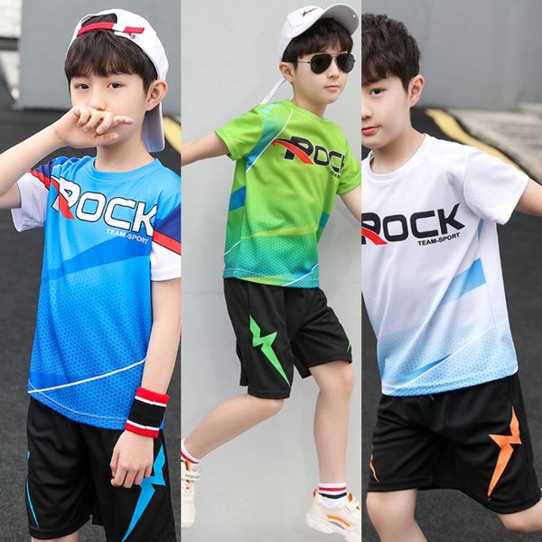

pmpce children's badminton suit boys and girls summer quick-drying round badminton and table tennis collar short sleeve training suit c