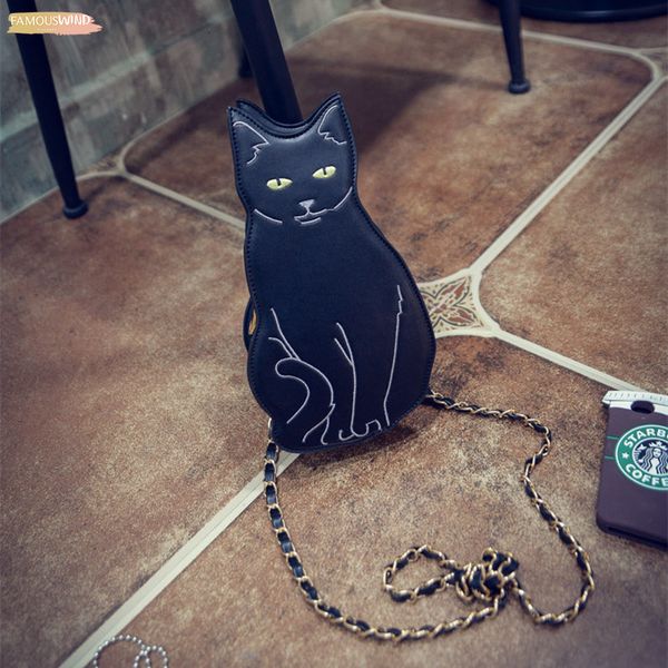 

black cat novelty crossbody bag womens girl street fashion animal kitten cute cool unique zipper fun cross body purse bag