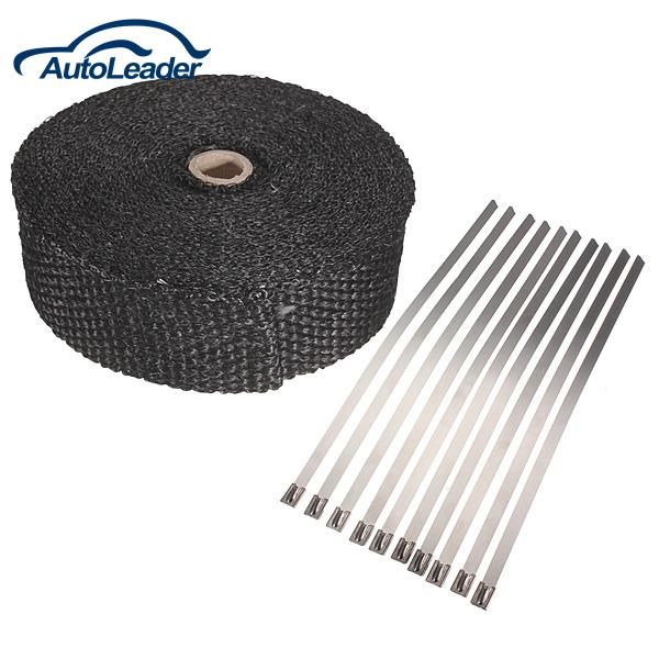 Freeshipping Envoltório do Exaustão De Fibra De Vidro Tubo Turbo Tubo de Isolamento de Calor Alto Fita Preta Carro 10 mx5 cm x 2mm